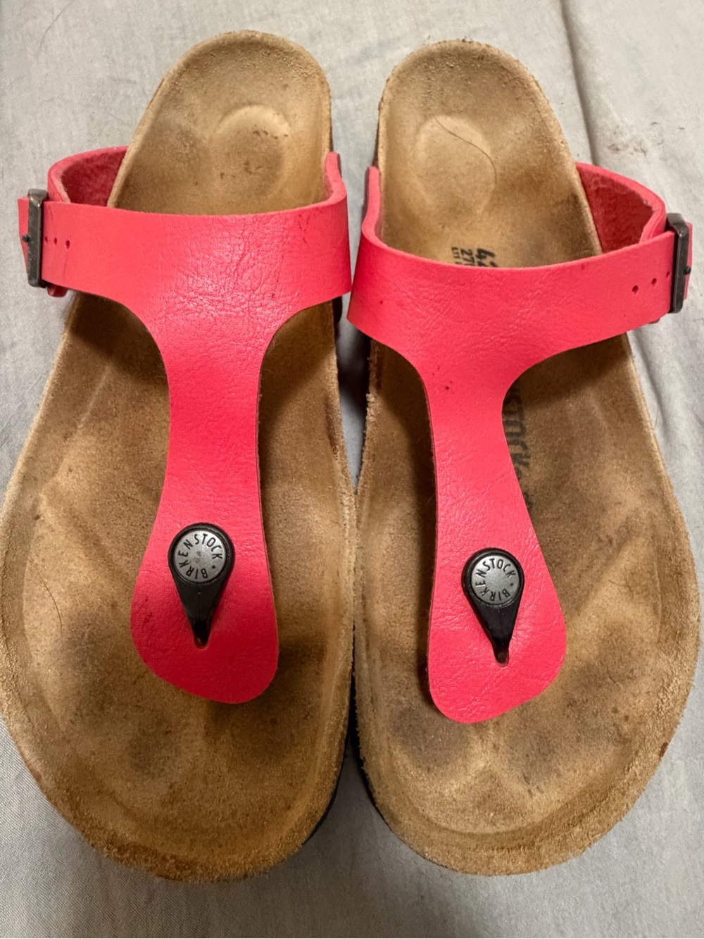 Birkenstock coral pink Leather Gizeh Thong Sandals